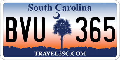 SC license plate BVU365