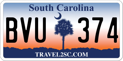 SC license plate BVU374