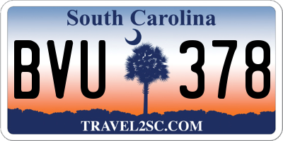 SC license plate BVU378