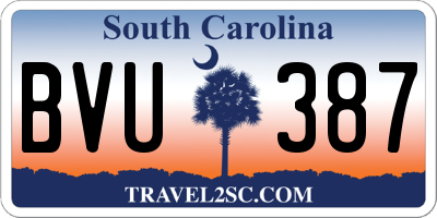 SC license plate BVU387