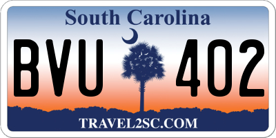SC license plate BVU402