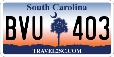 SC license plate BVU403