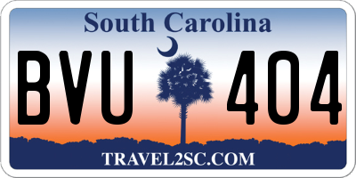 SC license plate BVU404