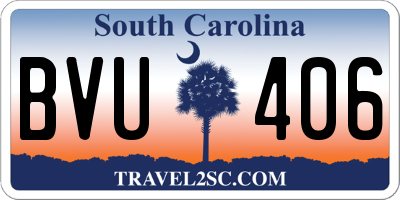SC license plate BVU406