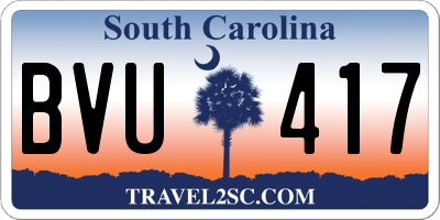 SC license plate BVU417