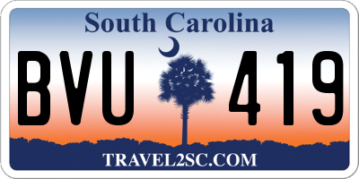 SC license plate BVU419