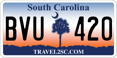 SC license plate BVU420