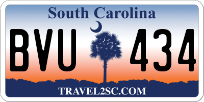 SC license plate BVU434