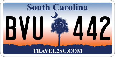 SC license plate BVU442