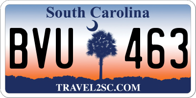 SC license plate BVU463
