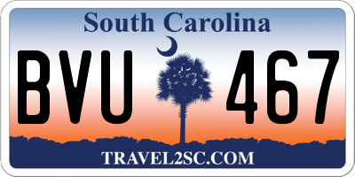 SC license plate BVU467