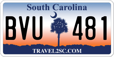 SC license plate BVU481