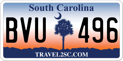 SC license plate BVU496