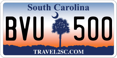 SC license plate BVU500
