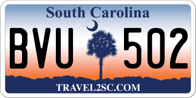 SC license plate BVU502