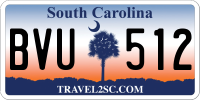 SC license plate BVU512