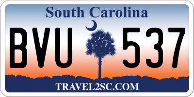 SC license plate BVU537