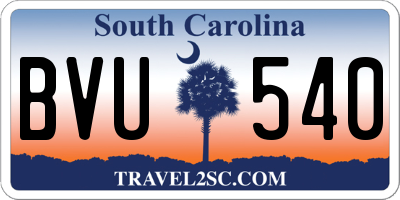 SC license plate BVU540