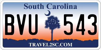 SC license plate BVU543