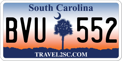 SC license plate BVU552