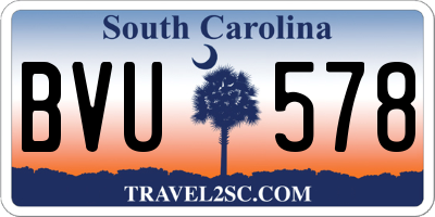 SC license plate BVU578