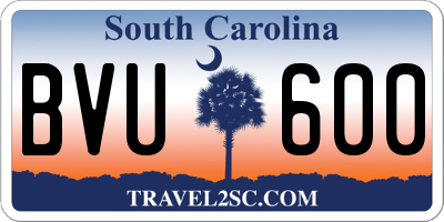 SC license plate BVU600