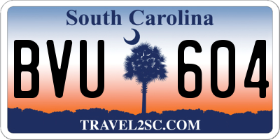 SC license plate BVU604
