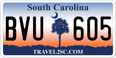 SC license plate BVU605