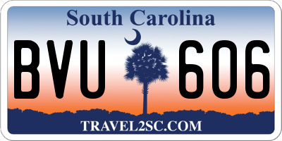 SC license plate BVU606