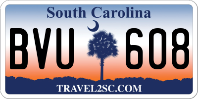 SC license plate BVU608