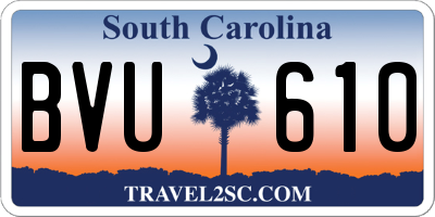 SC license plate BVU610