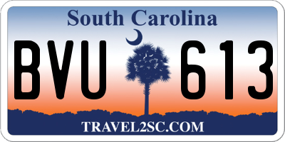 SC license plate BVU613