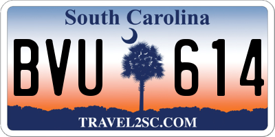 SC license plate BVU614