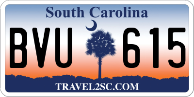 SC license plate BVU615