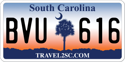 SC license plate BVU616