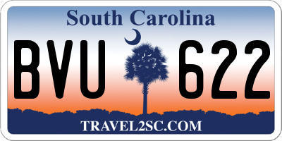 SC license plate BVU622