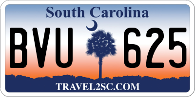 SC license plate BVU625