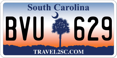SC license plate BVU629