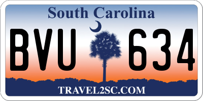 SC license plate BVU634