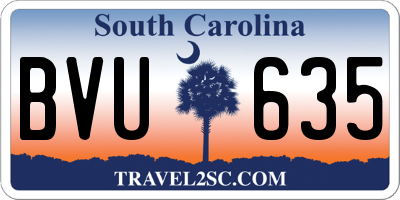 SC license plate BVU635