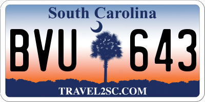 SC license plate BVU643