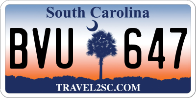 SC license plate BVU647
