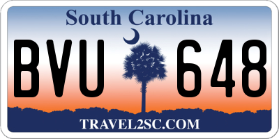 SC license plate BVU648