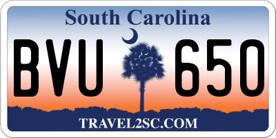 SC license plate BVU650