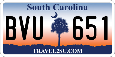 SC license plate BVU651