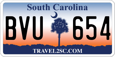 SC license plate BVU654
