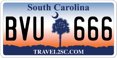 SC license plate BVU666