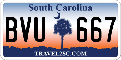 SC license plate BVU667