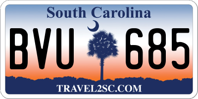 SC license plate BVU685