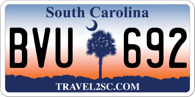 SC license plate BVU692